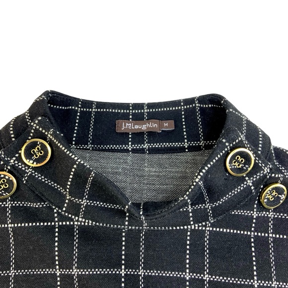 Jmclaughlin Long Sleeve Black Windowpane Mare Mockneck Dress - Picture 3 of 6
